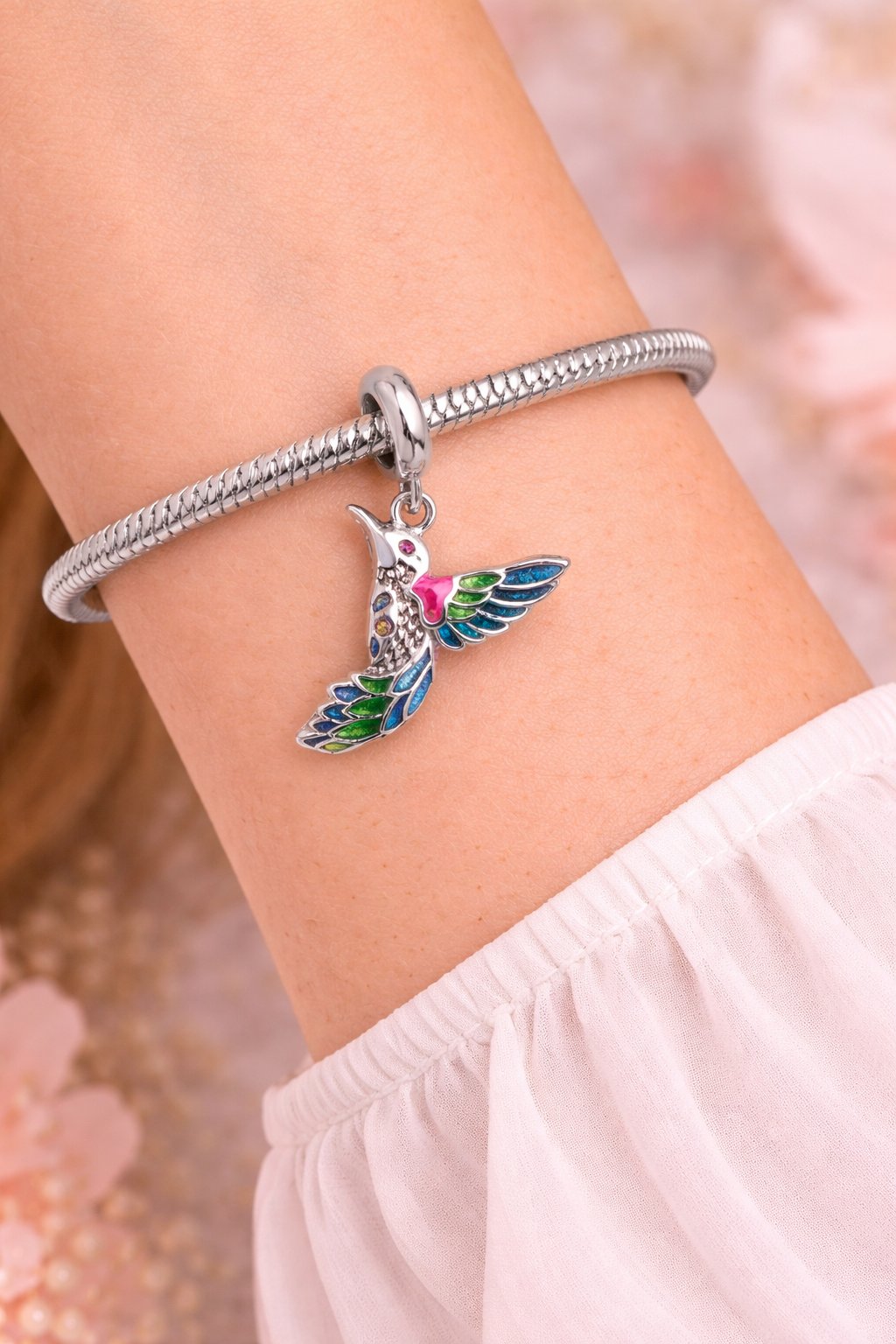 MIORA 925 Sterling Silver Hummingbird Charm