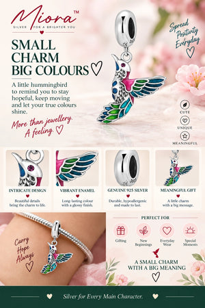 MIORA 925 Sterling Silver Hummingbird Charm