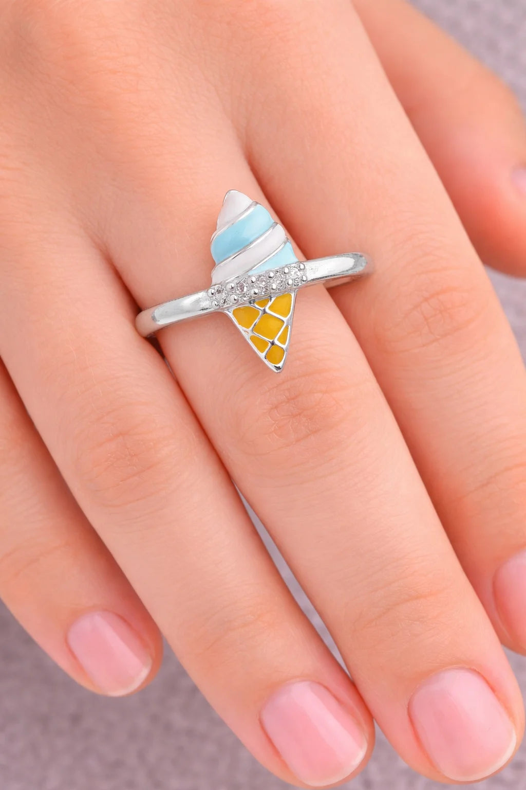 MIORA 925 Sterling Silver Ice-Cream Cone Ring