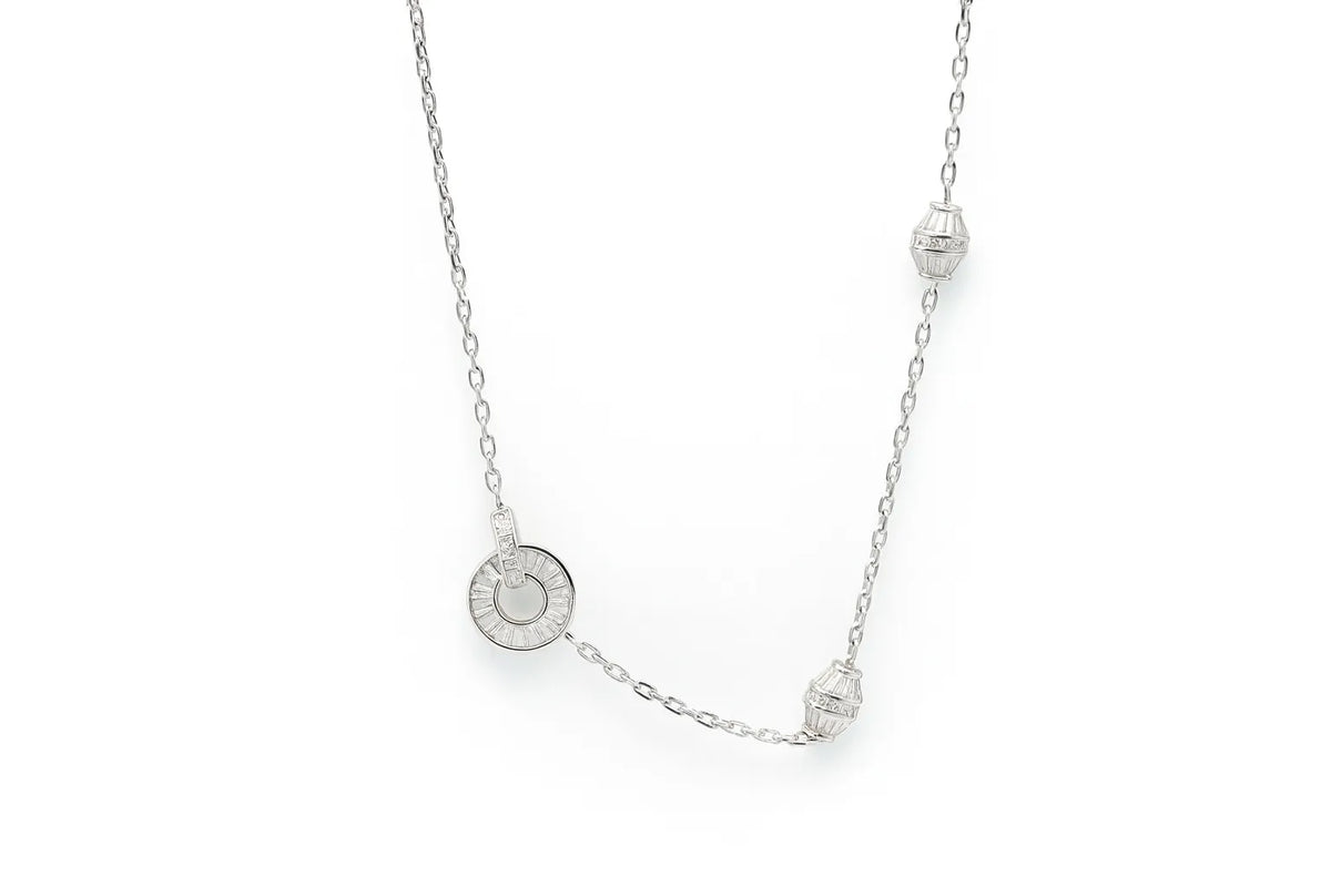 MIORA 925 Sterling Silver Interlocking Zirconia Necklace