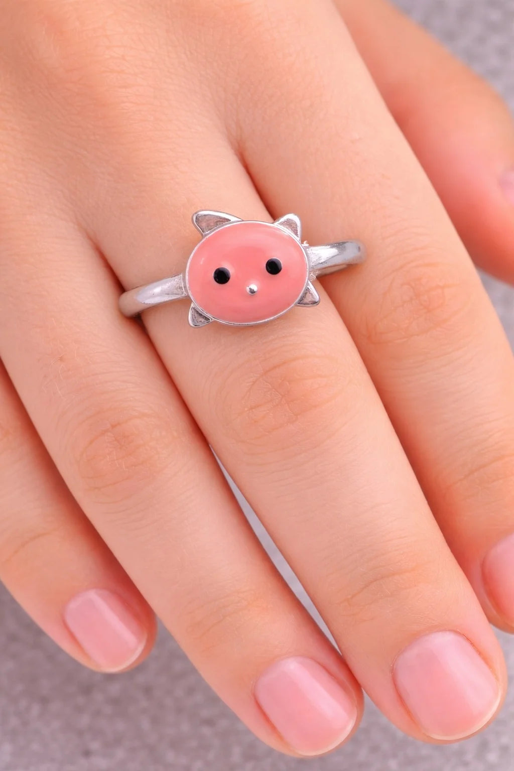 MIORA 925 Sterling Silver Kitty Face Ring