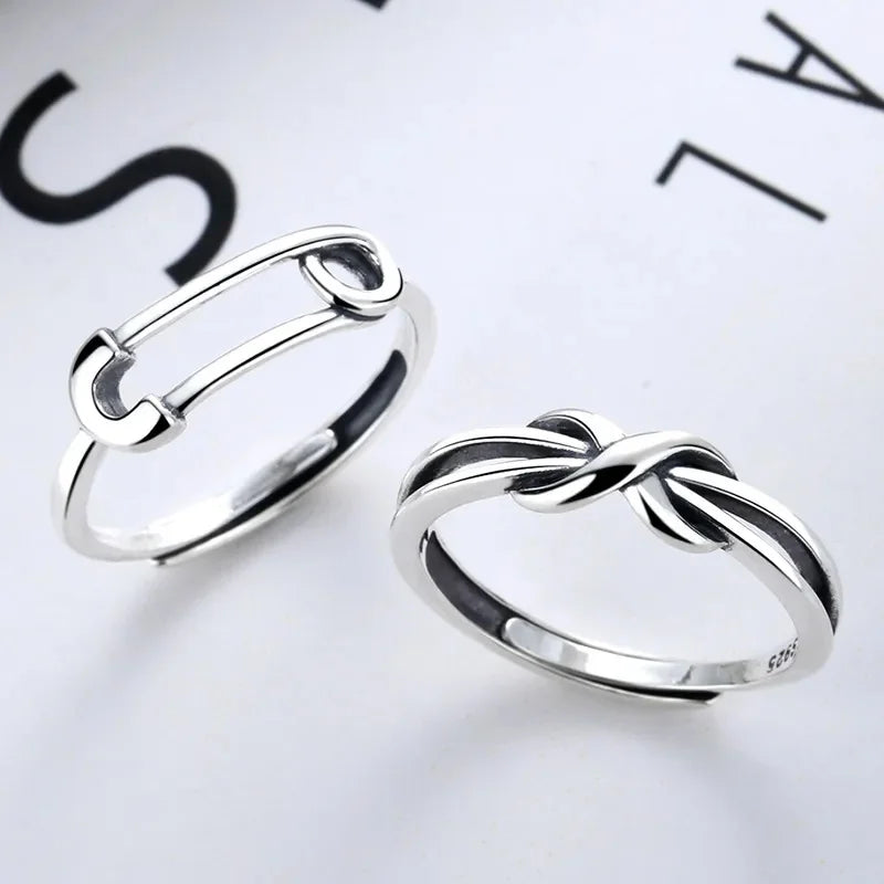 MIORA 925 Sterling Silver Knot U-Link Ring