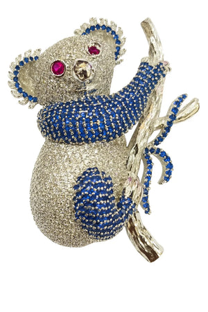 MIORA 925 Sterling Silver Koala Zirconia Brooch