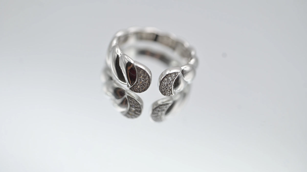 MIORA 925 Sterling Silver Leaf-Wrap Zirconia Ring - image 3