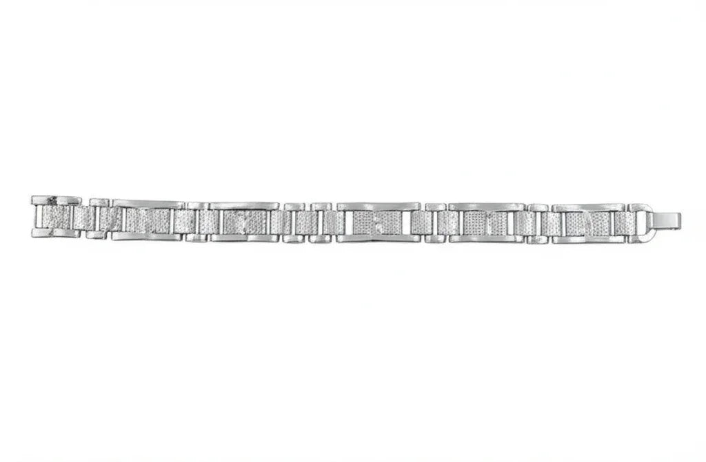 MIORA 925 Sterling Silver Link-Geometric Zirconia Bracelet - image 3