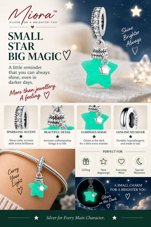 MIORA 925 Sterling Silver Luminous Star Charm