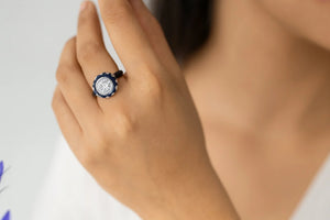 MIORA 925 Sterling Silver Midnight-Halo Zirconia Ring - image 2