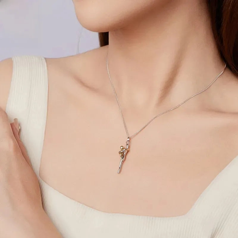 MIORA 925 Sterling Silver Mother & Child Embrace Necklace