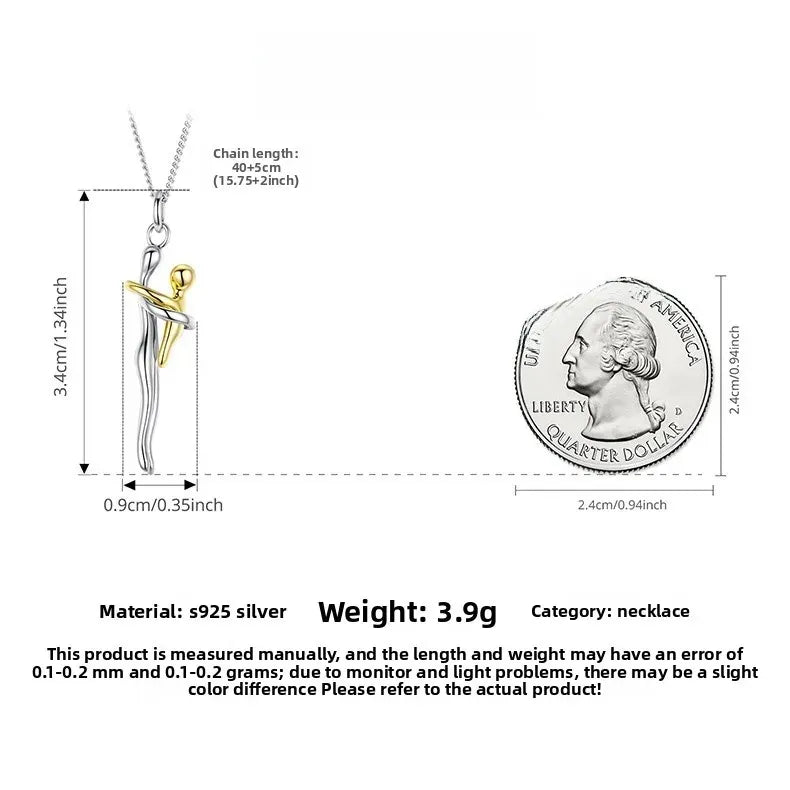 MIORA 925 Sterling Silver Mother & Child Embrace Necklace
