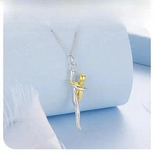 MIORA 925 Sterling Silver Mother & Child Embrace Necklace