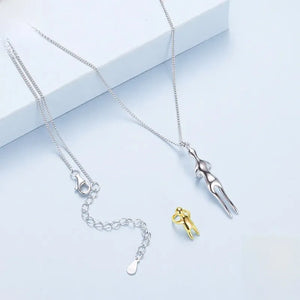 MIORA 925 Sterling Silver Mother & Child Embrace Necklace