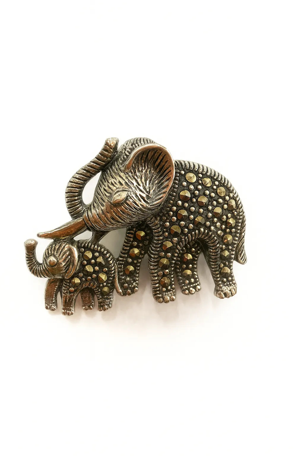 MIORA 925 Sterling Silver Mother-Elephant Zirconia Brooch - image 3