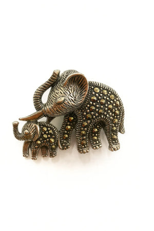 MIORA 925 Sterling Silver Mother-Elephant Zirconia Brooch - image 3