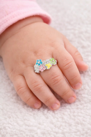 MIORA 925 Sterling Silver Multicolour Floral Ring