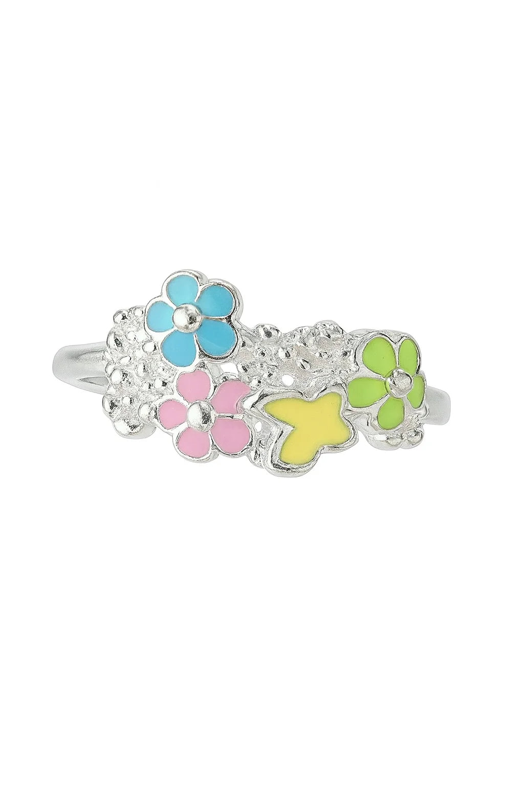 MIORA 925 Sterling Silver Multicolour Floral Ring