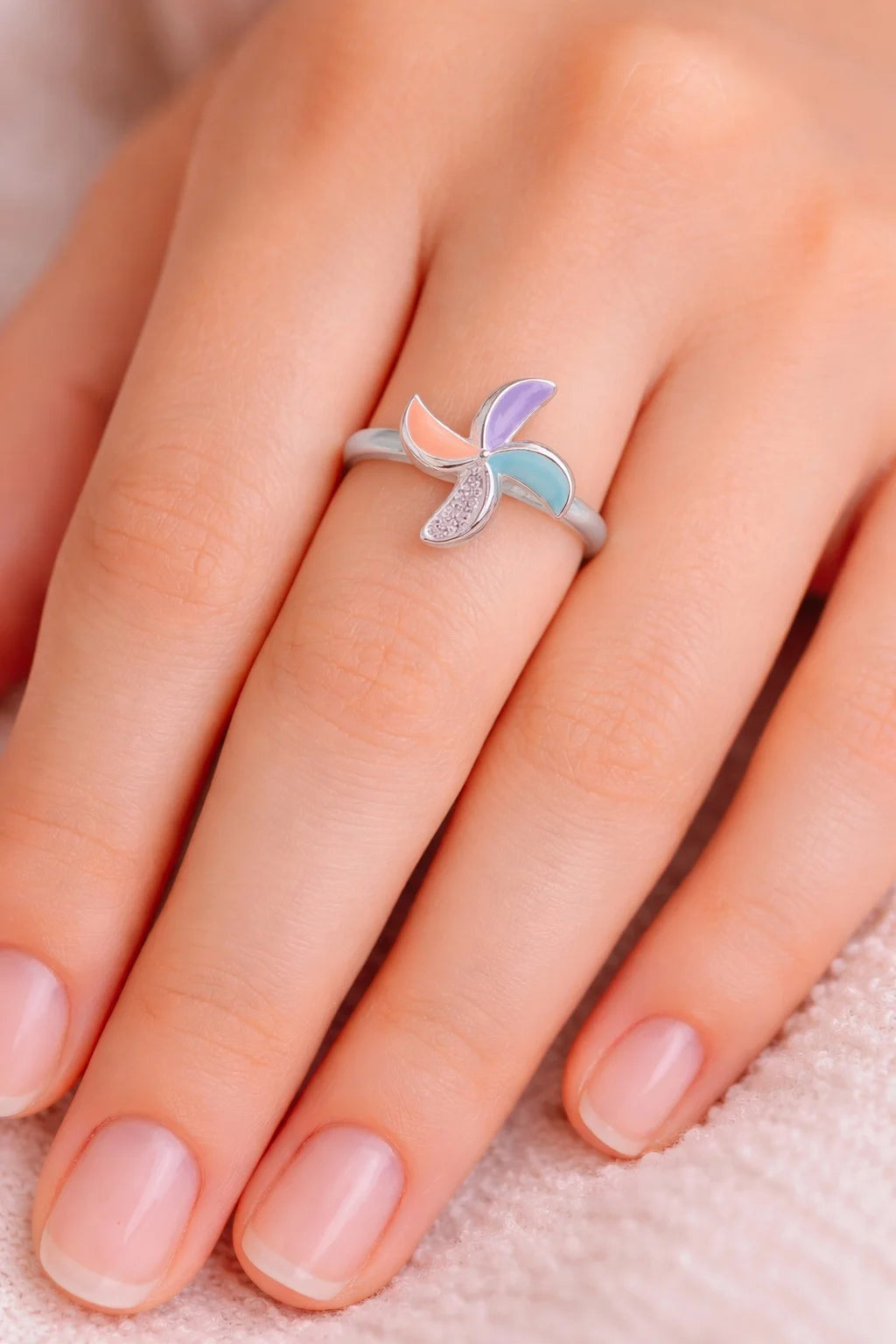 MIORA 925 Sterling Silver Multicolour Star Ring