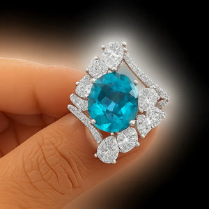 MIORA 925 Sterling Silver Ocean-Halo Zirconia Ring - image 3