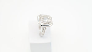 MIORA 925 Sterling Silver Octagon-Baguette Zirconia Ring - image 2