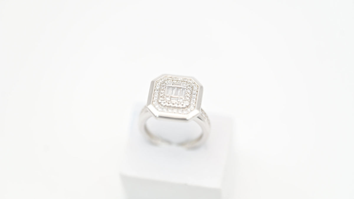 MIORA 925 Sterling Silver Octagon-Baguette Zirconia Ring - image 3