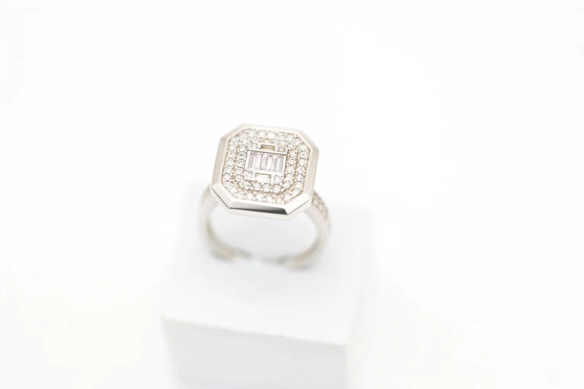 MIORA 925 Sterling Silver Octagon-Baguette Zirconia Ring - image 6