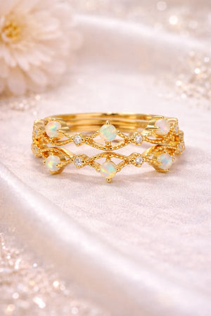MIORA 925 Sterling Silver Opal-Crown Zirconia Ring