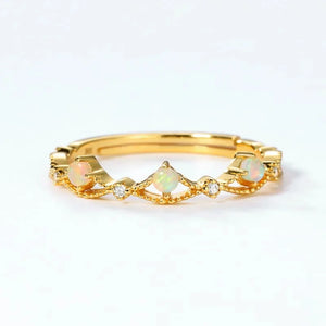 MIORA 925 Sterling Silver Opal-Crown Zirconia Ring