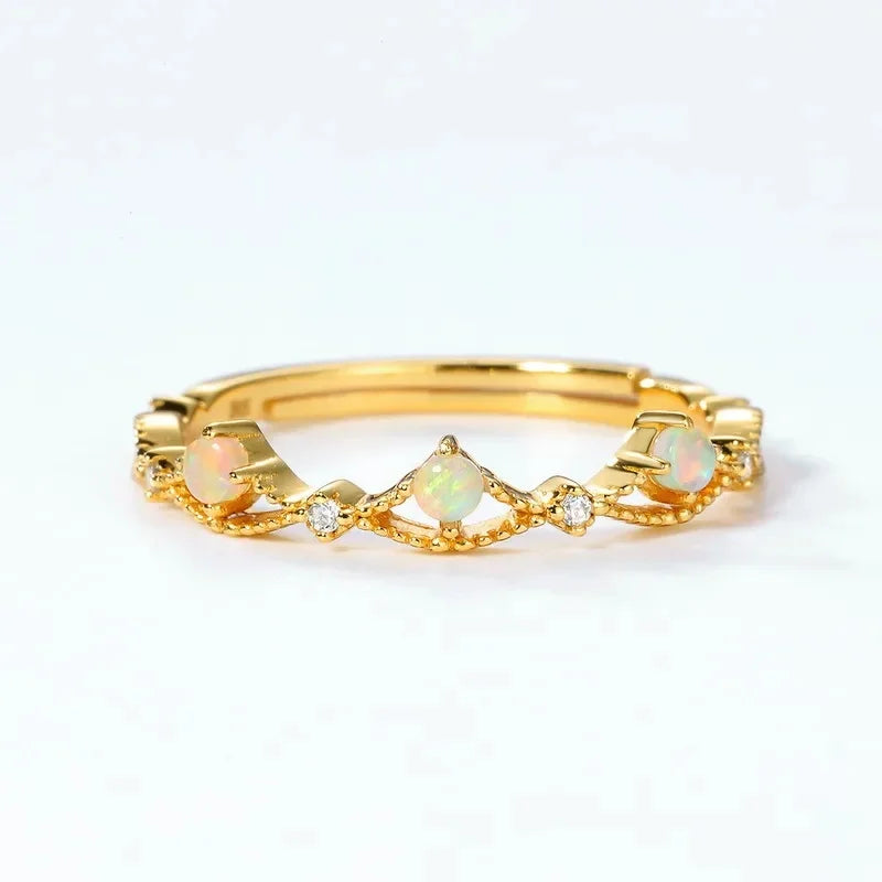 MIORA 925 Sterling Silver Opal-Crown Zirconia Ring