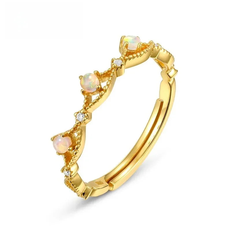 MIORA 925 Sterling Silver Opal-Crown Zirconia Ring