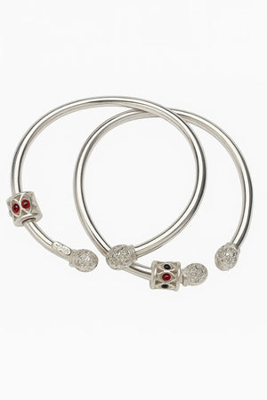 MIORA 925 Sterling Silver Open-Cuff Zirconia Kada