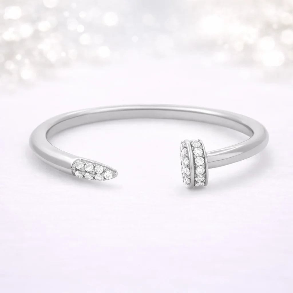 MIORA 925 Sterling Silver Open-Geometric Zirconia Ring - image 5