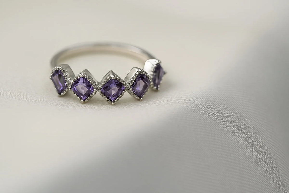 MIORA 925 Sterling Silver Princess-Cut-Chevron Zirconia Ring - image 5