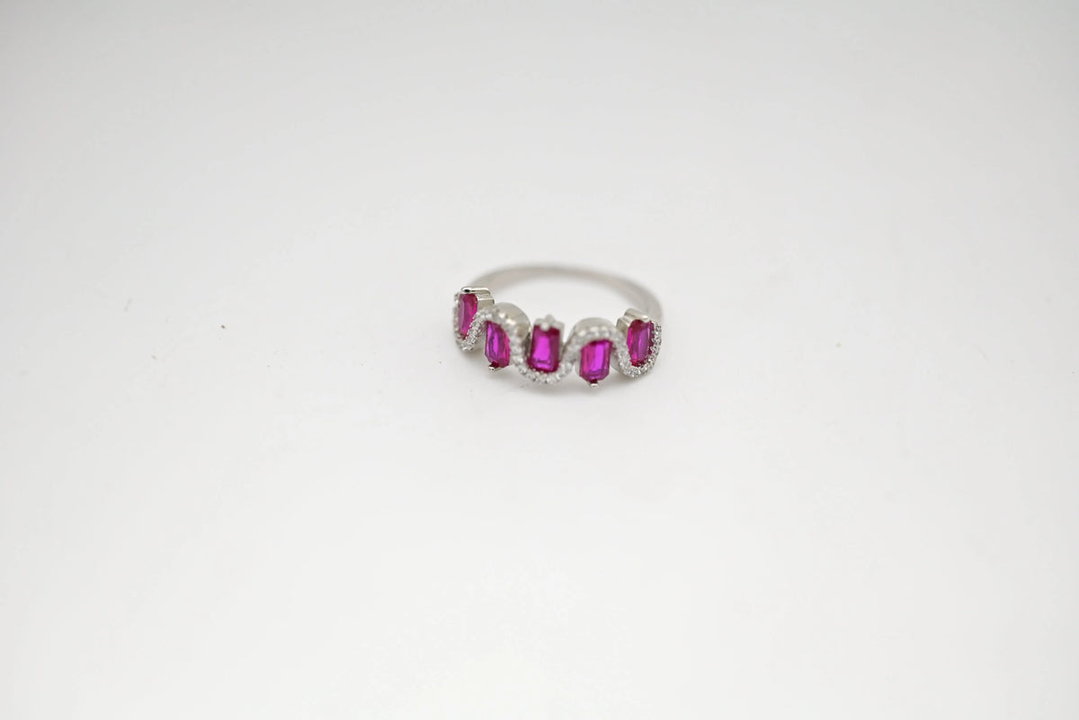 MIORA 925 Sterling Silver Princess-Cut-Chevron Zirconia Ring - image 7