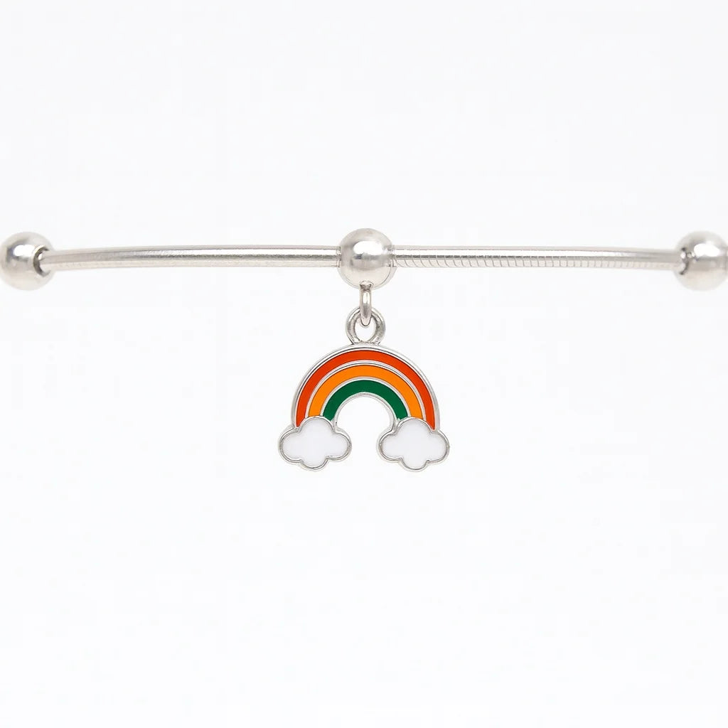 MIORA 925 Sterling Silver Rainbow Charm Anklet - image 3