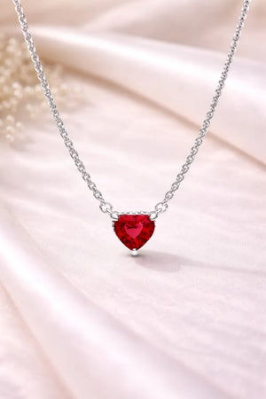 MIORA 925 Sterling Silver Red-Heart Zirconia Necklace - main image
