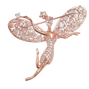 MIORA 925 Sterling Silver Rose-Fairy Zirconia Brooch