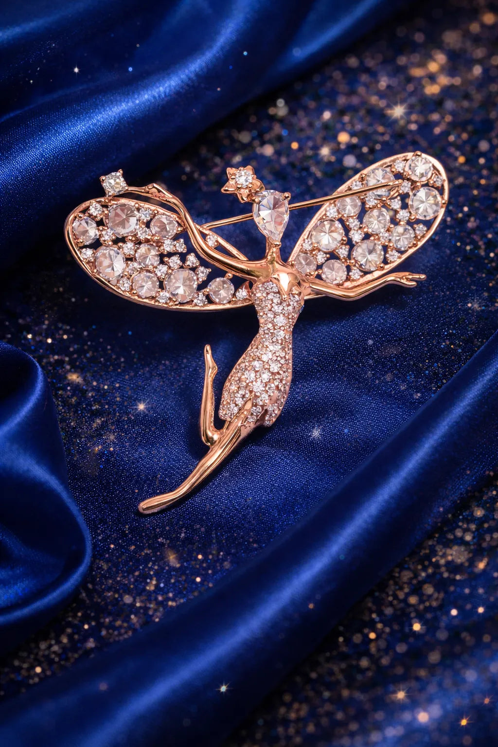 MIORA 925 Sterling Silver Rose-Fairy Zirconia Brooch