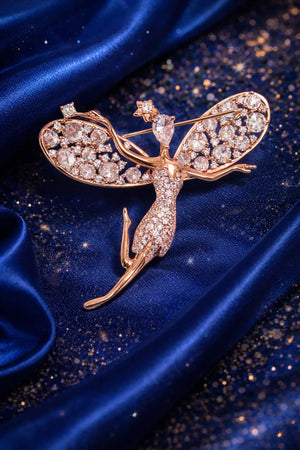 MIORA 925 Sterling Silver Rose-Fairy Zirconia Brooch