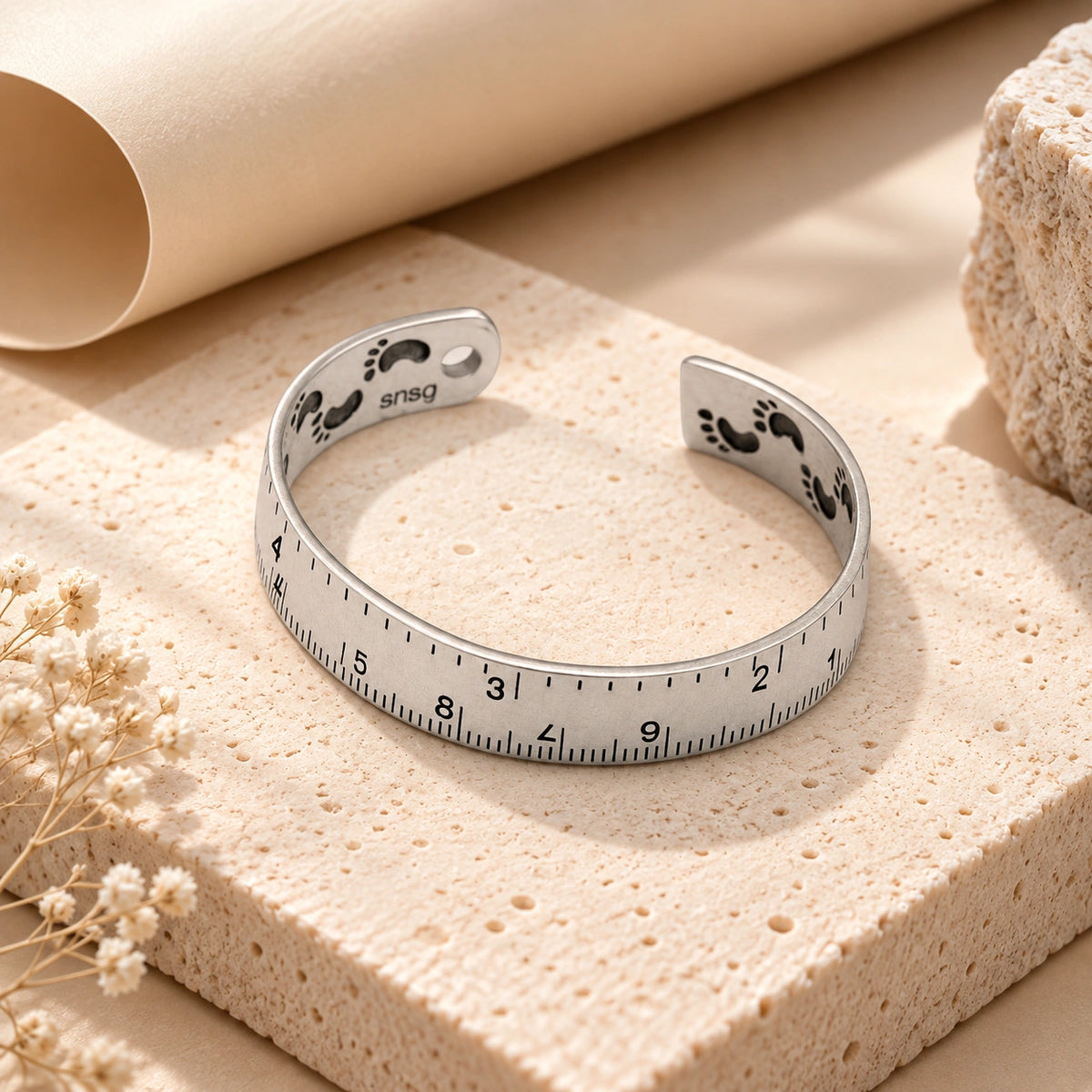 MIORA 925 Sterling Silver Ruler-Design Open Bracelet