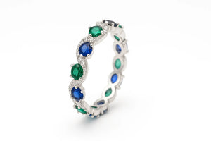 MIORA 925 Sterling Silver Sapphire-Emerald Zirconia Ring - image 3