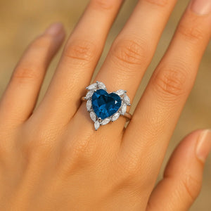 MIORA 925 Sterling Silver Sapphire-Heart Zirconia Ring - image 2