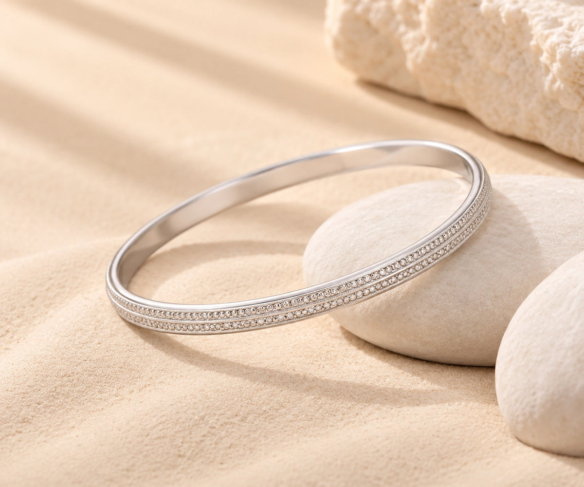 MIORA 925 Sterling Silver Sculpted Bangle - main image