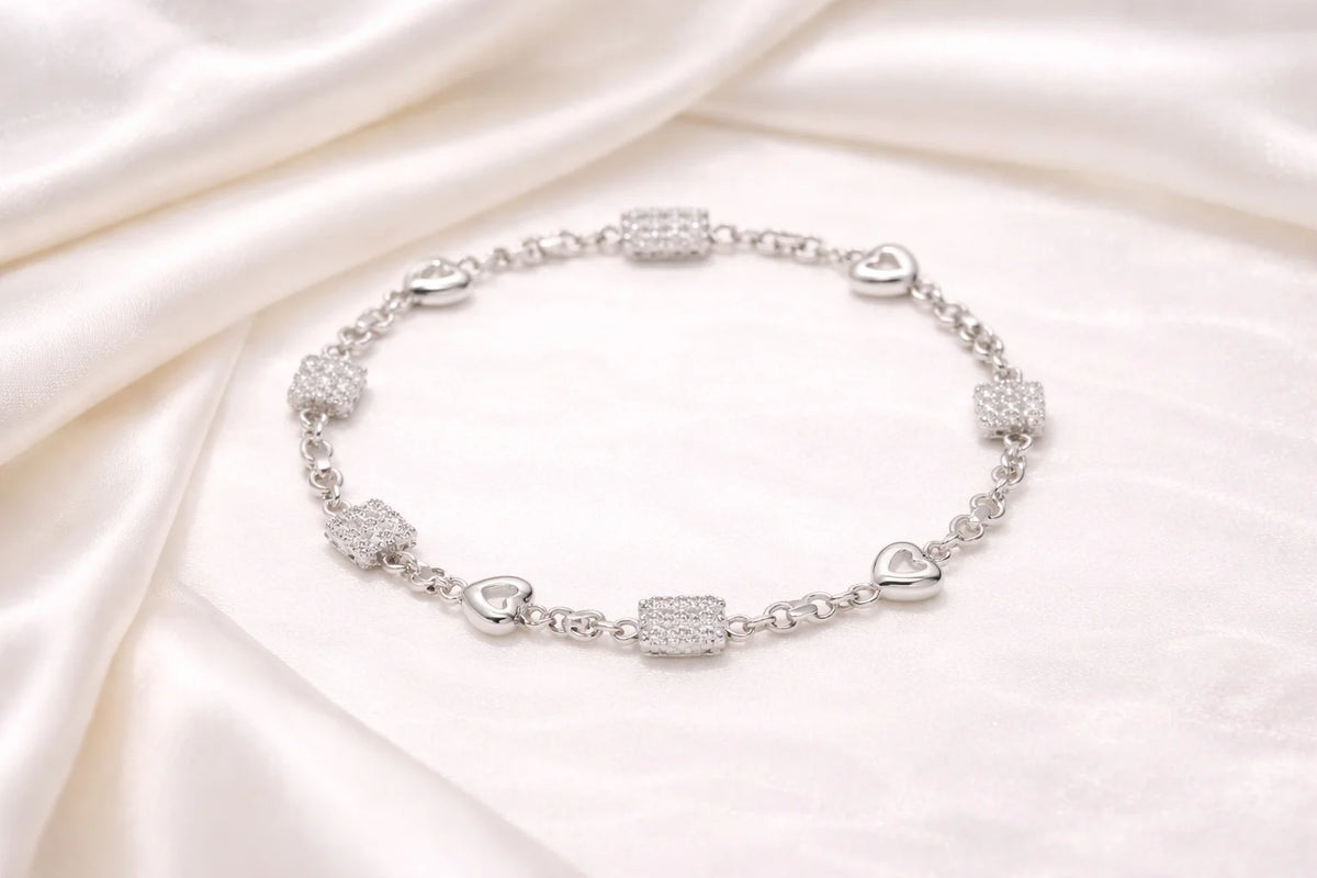 MIORA 925 Sterling Silver Seren-Heartfall Zirconia Bracelet - main image