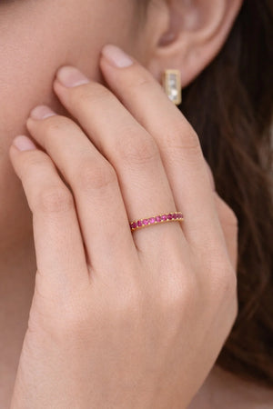 MIORA 925 Sterling Silver Slim-Eternity Zirconia Ring
