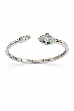 MIORA 925 Sterling Silver Snake-Head Zirconia Bangle - image 3