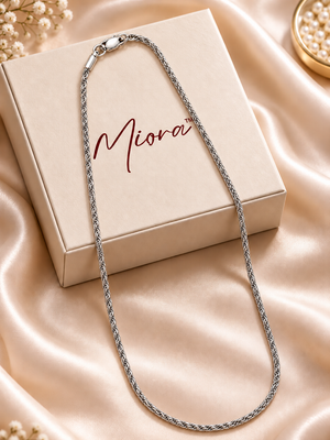 MIORA 925 Sterling Silver Spiral Rope Chain