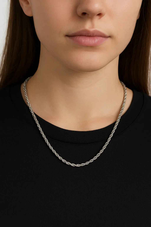 MIORA 925 Sterling Silver Spiral Rope Chain