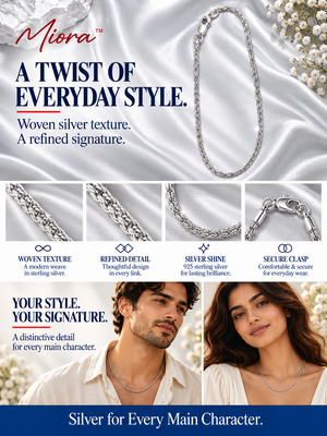 MIORA 925 Sterling Silver Spiral Rope Chain