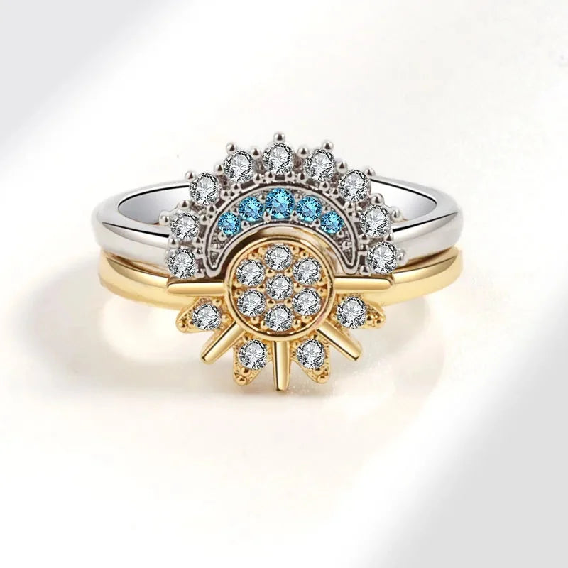 MIORA 925 Sterling Silver Sun-Moon Zirconia Ring - image 3