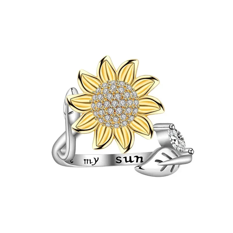 MIORA 925 Sterling Silver Sunflower Bee Ring