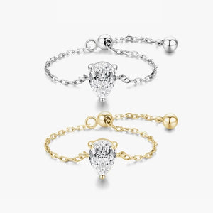 MIORA 925 Sterling Silver Teardrop Chain Ring - image 4